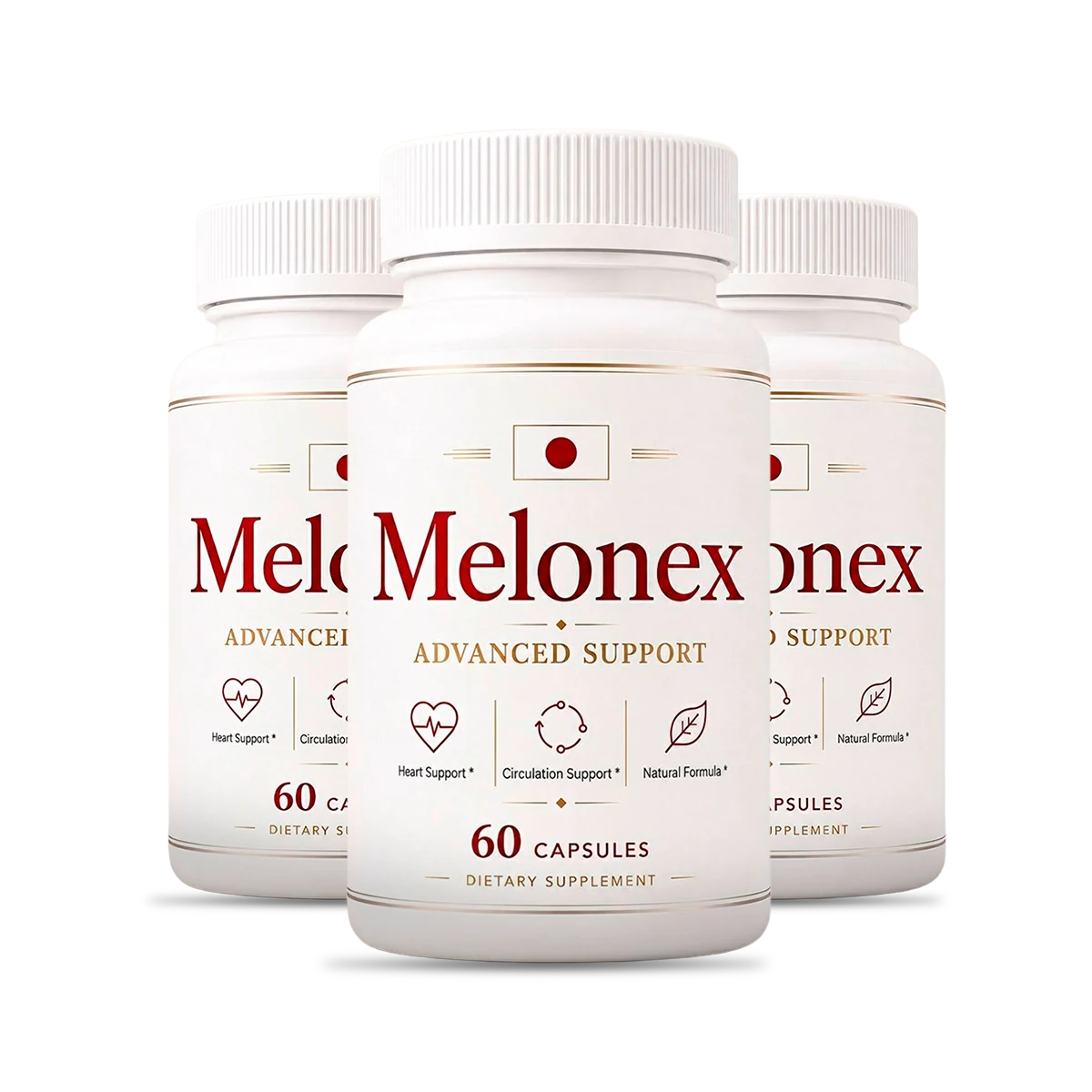 Three bottles of Melonex heart and circulation support capsules, official bundle